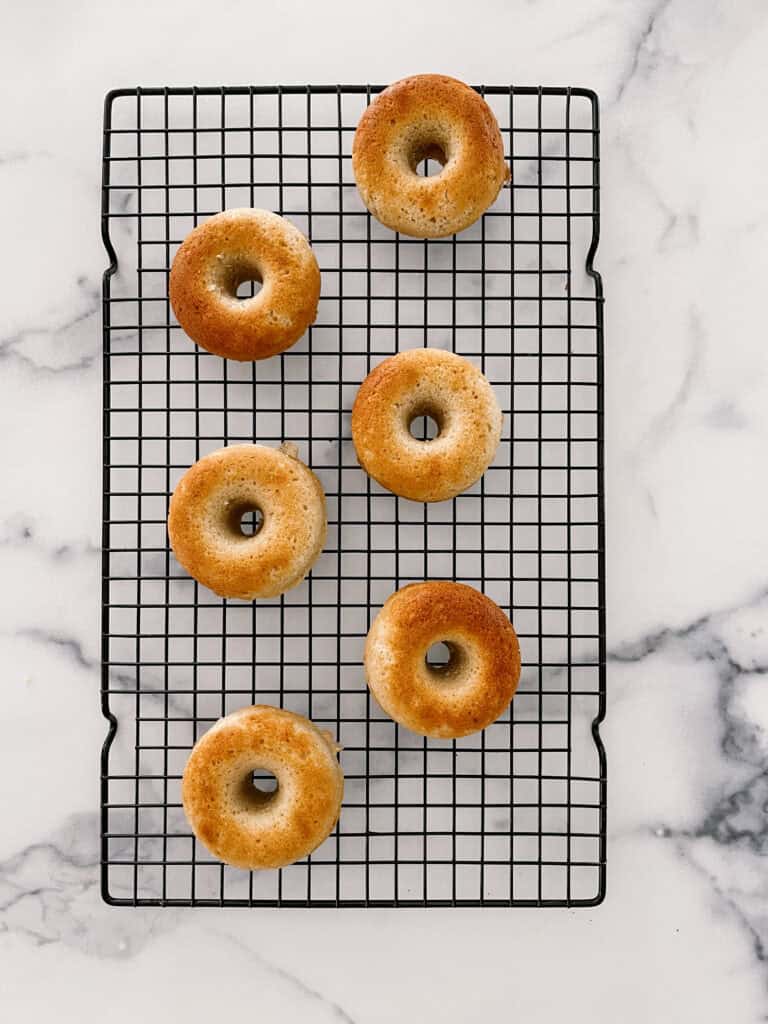 Baked cake donuts ready for glaze.