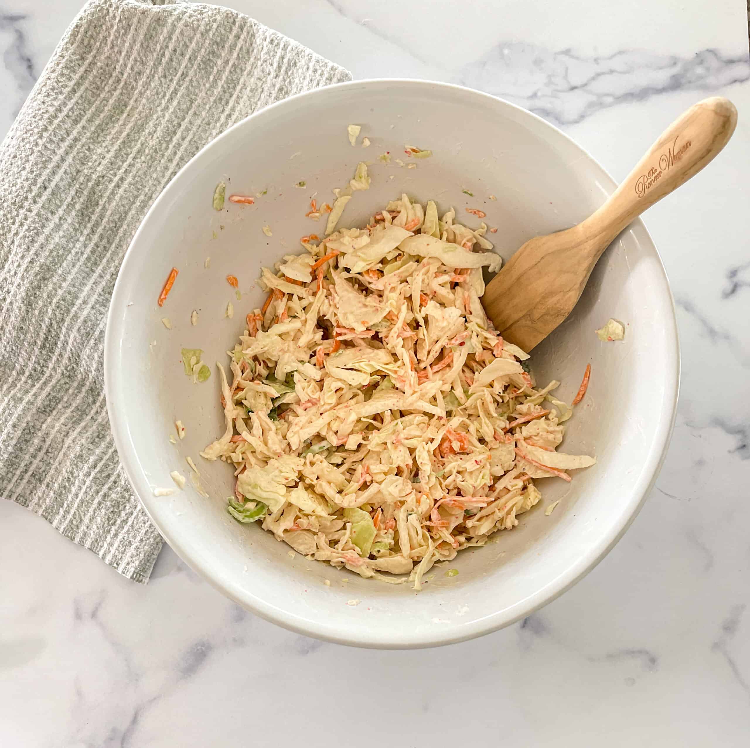 Vibrant & Healthy greek yogurt Coleslaw.