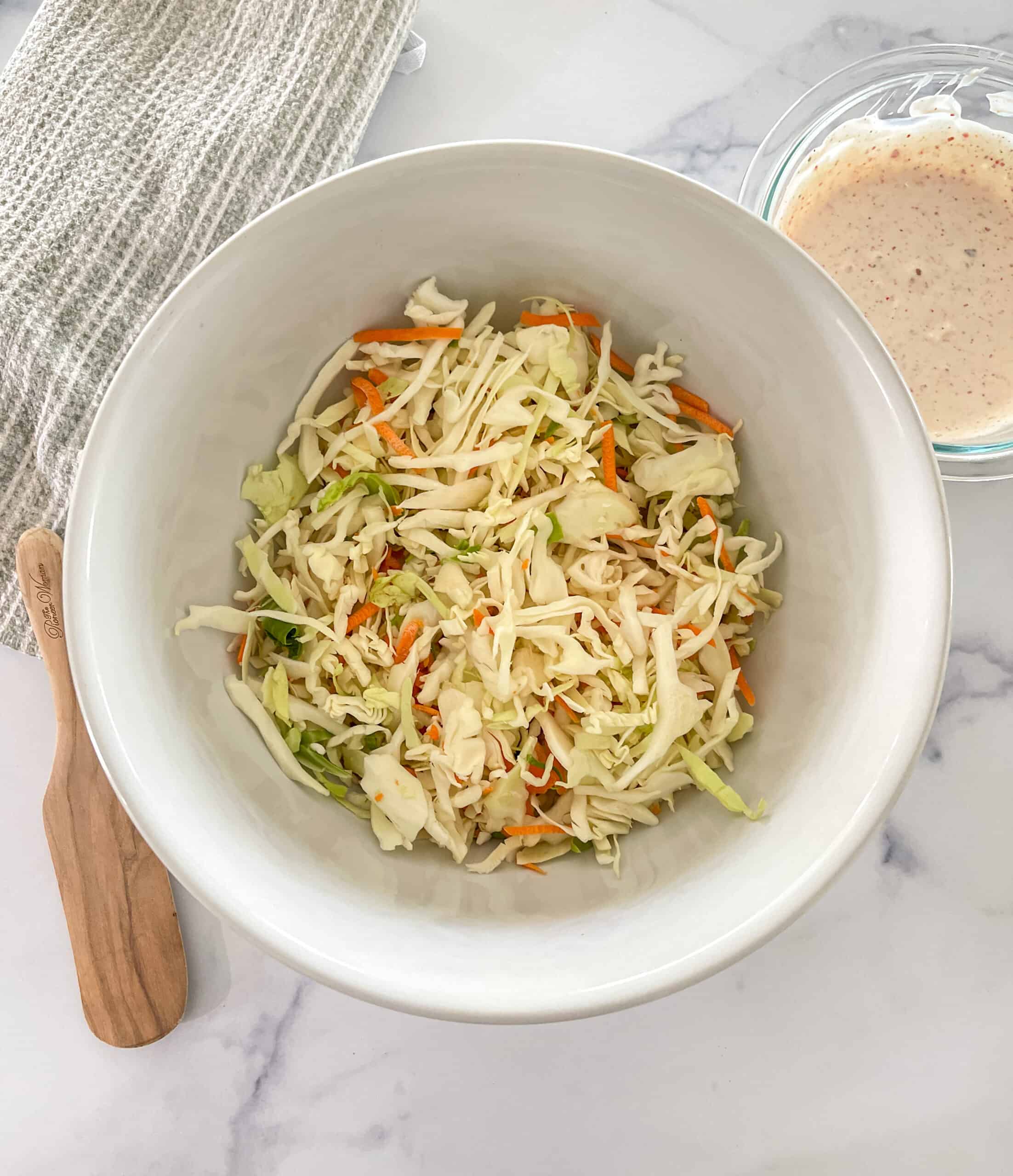 Coleslaw before mixing ingredients.