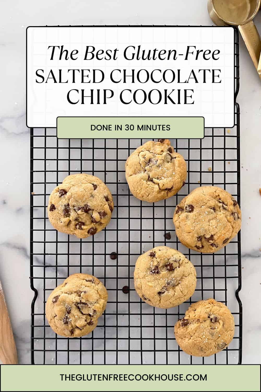 Pinterest pin for salted chocolate chip cookies. 